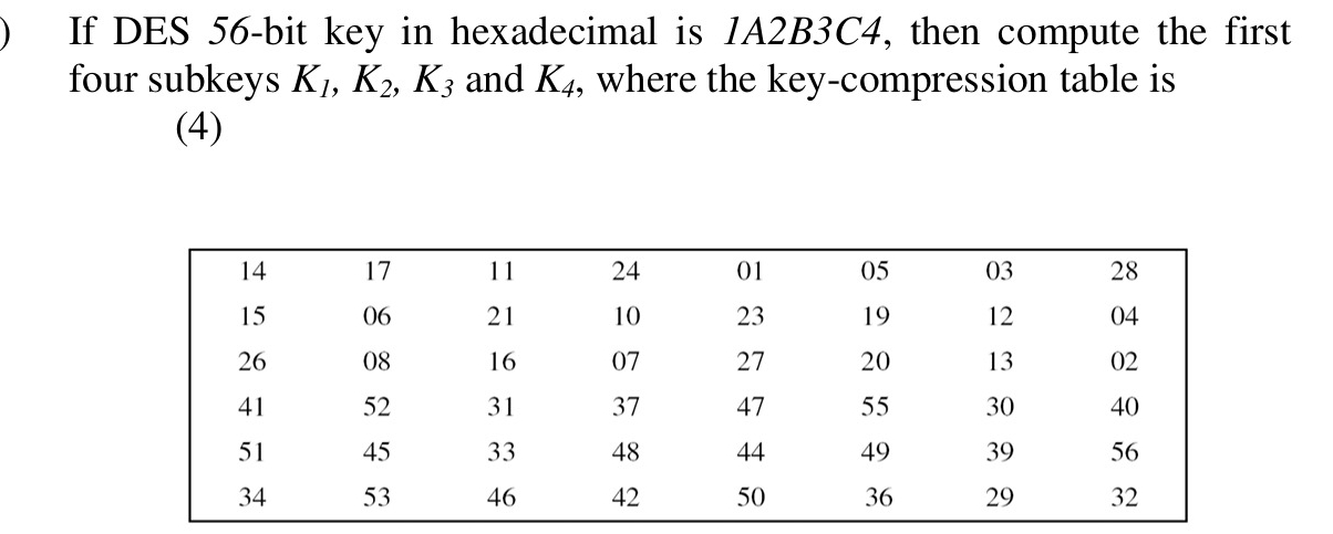 If DES 5 6 - bit key in hexadecimal is 1 A 2 B C