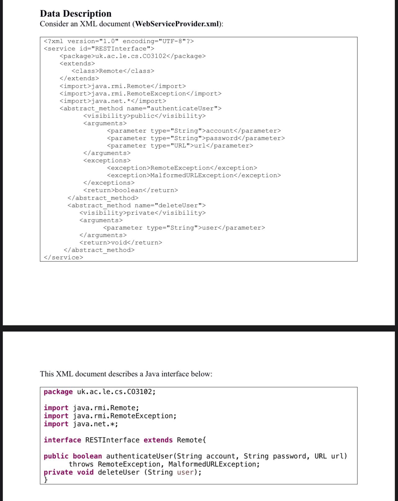 Data Description Consider an XML document (