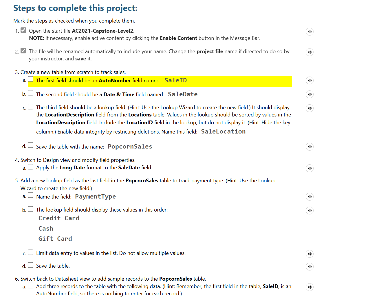 I need help with Access 3 6 5 / 2 0 2 1 Capstone