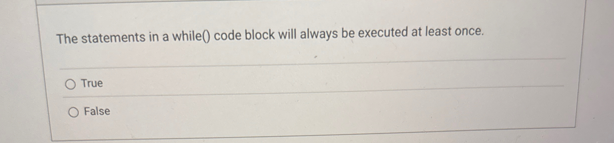 The statements in a while ( ) code block will