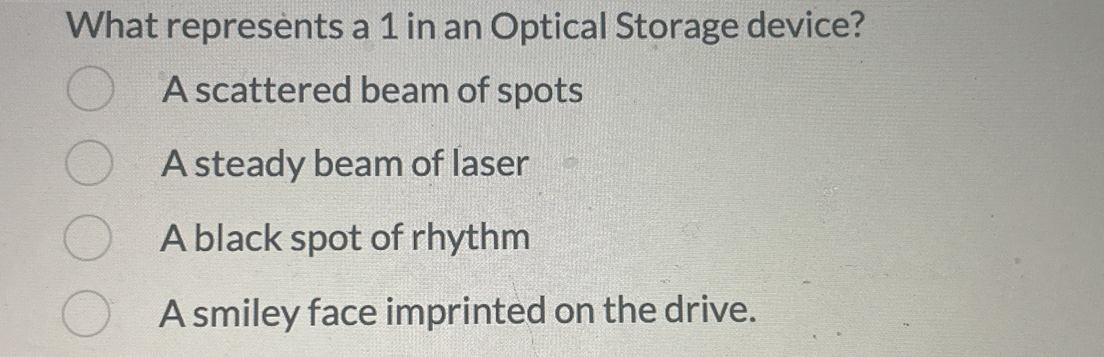 What represents a 1 in an Optical Storage device?