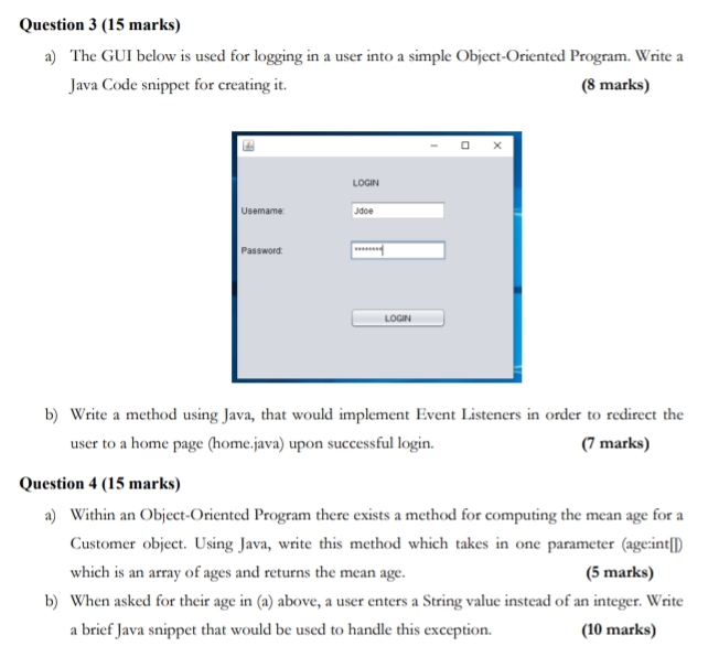 Question 3 ( 1 5 marks ) a ) The GUI below is