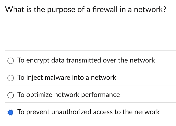 What is the purpose of a firewall in a network?