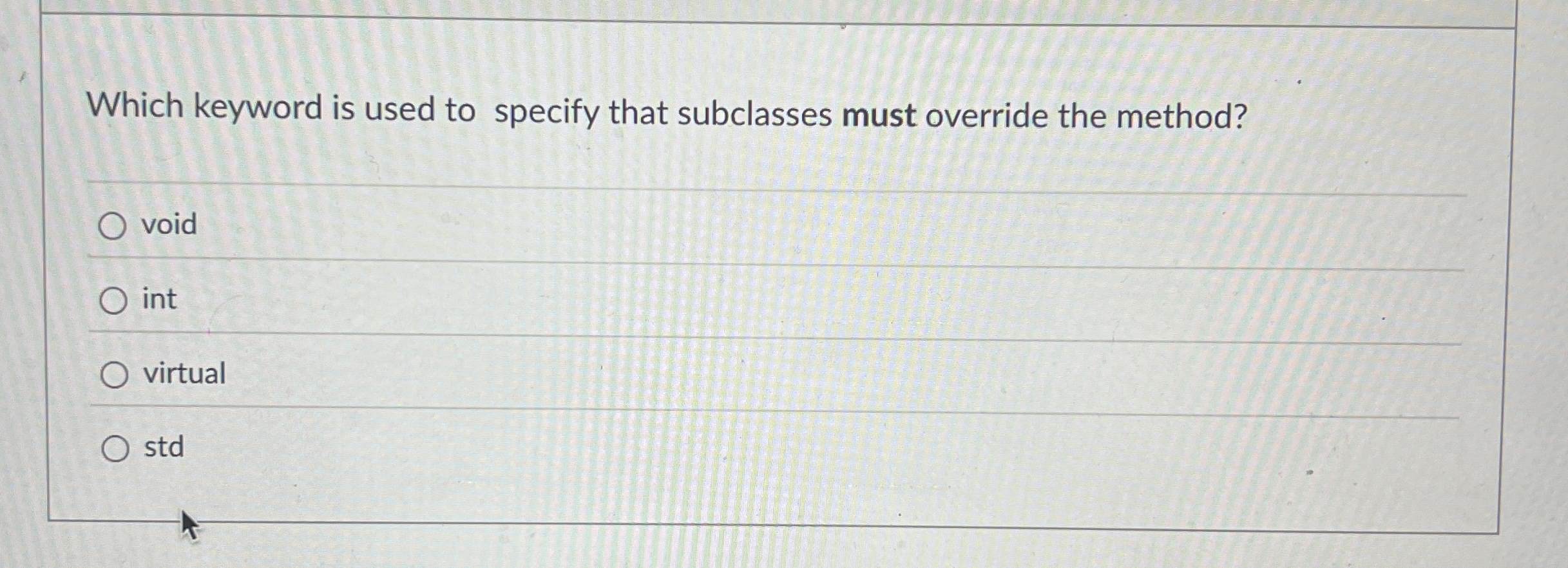 Which keyword is used to specify that subclasses