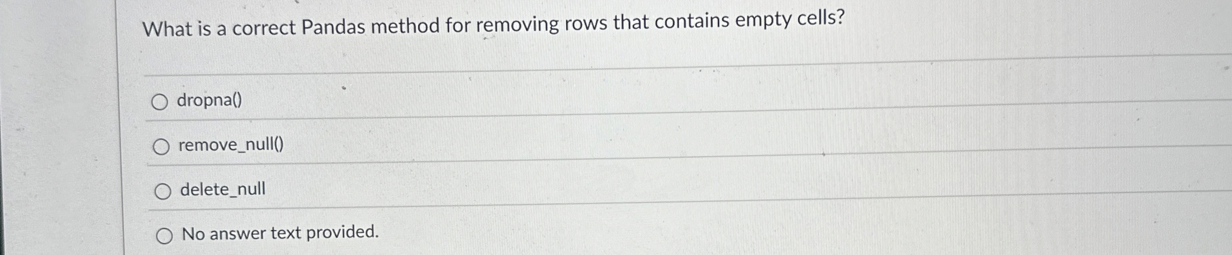 What is a correct Pandas method for removing rows