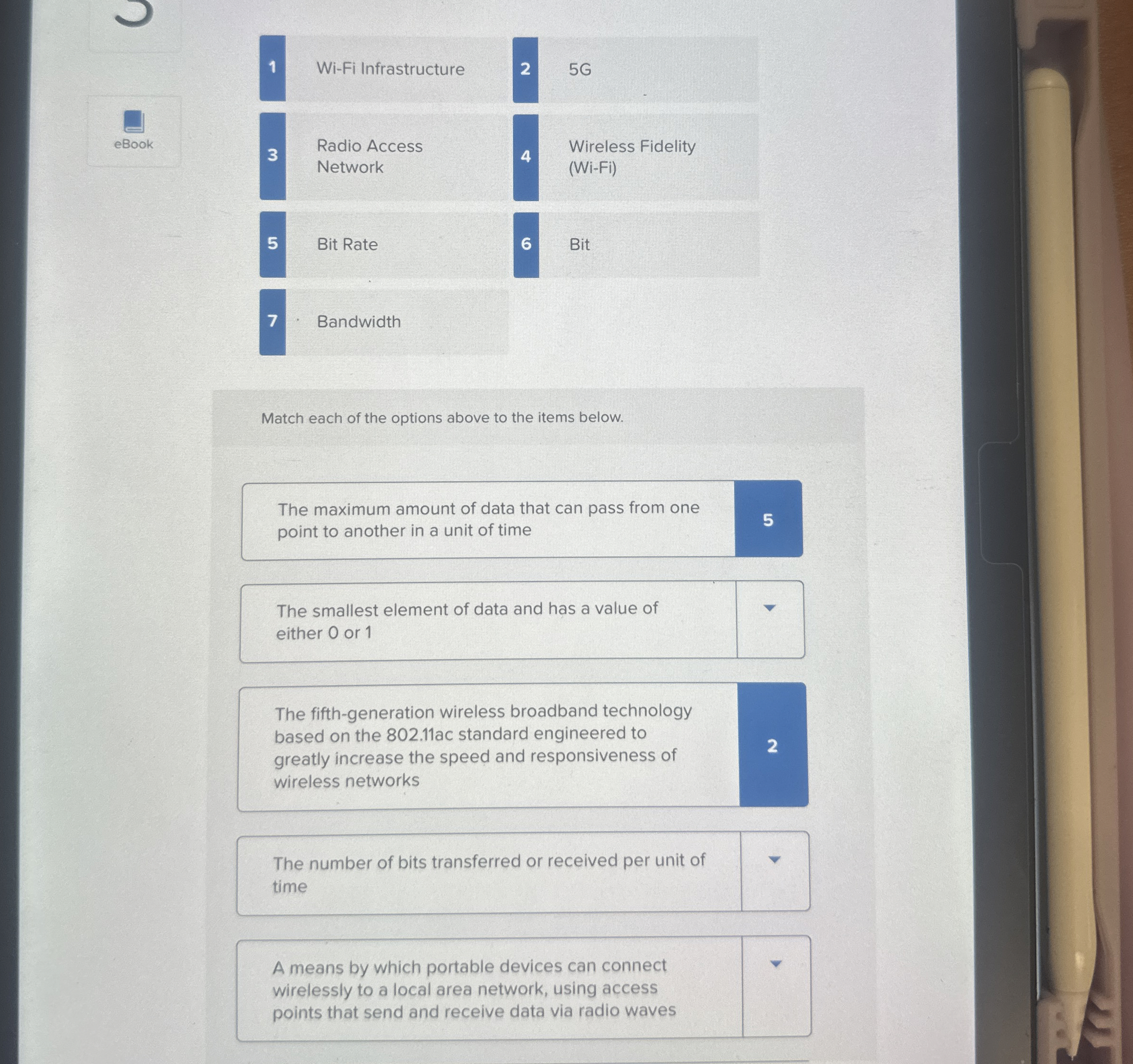 1 Wi - Fi Infrastructure 2 5 G eBook 3 Radio