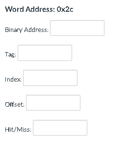 Word Address: 0 \ times 2 c Binary Address: Tag: