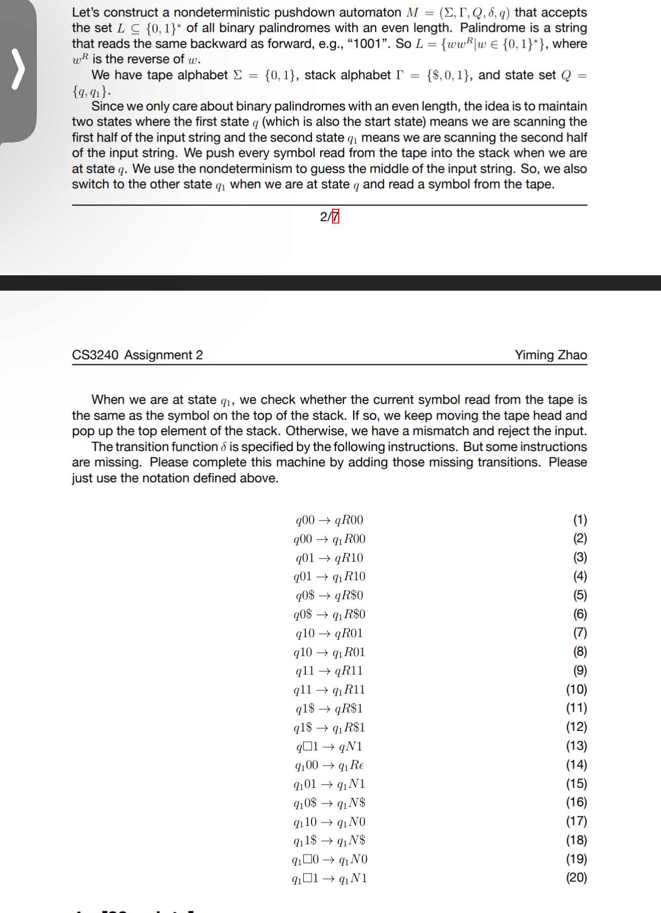 Let's construct a nondeterministic pushdown
