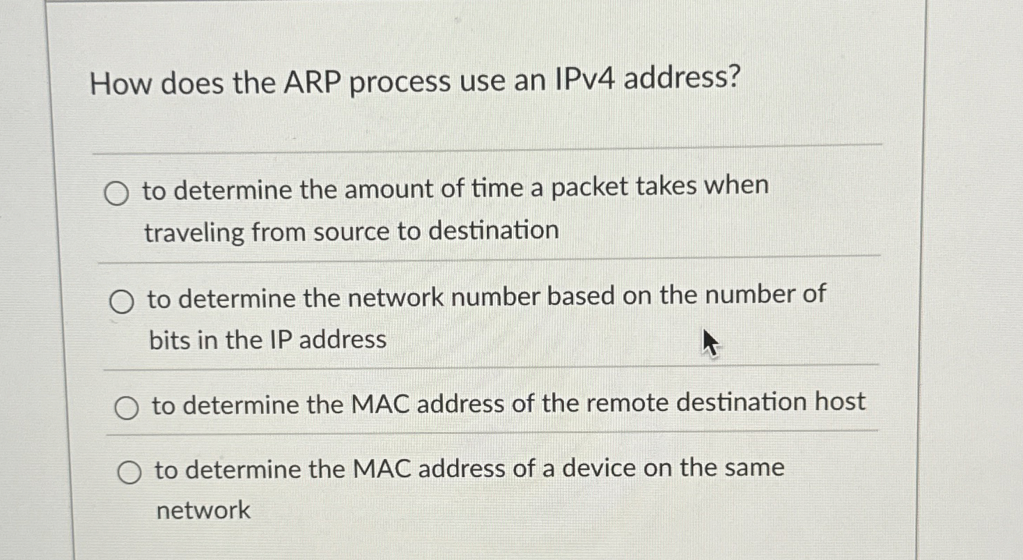 How does the ARP process use an IPv 4 address? q