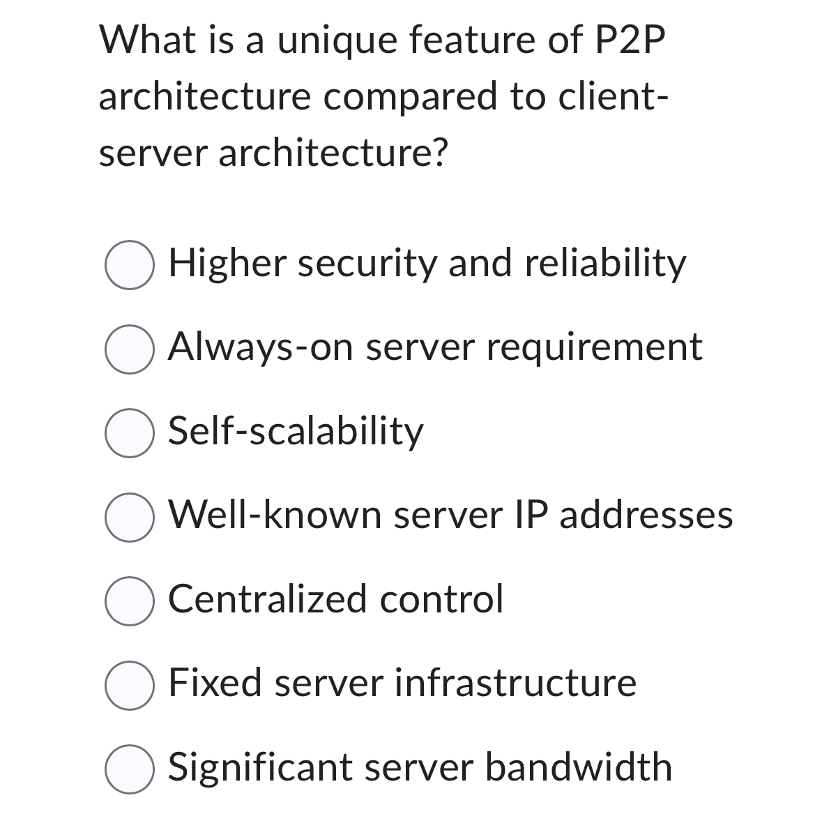 What is a unique feature of P 2 P architecture
