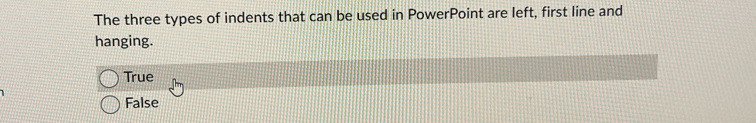 The three types of indents that can be used in