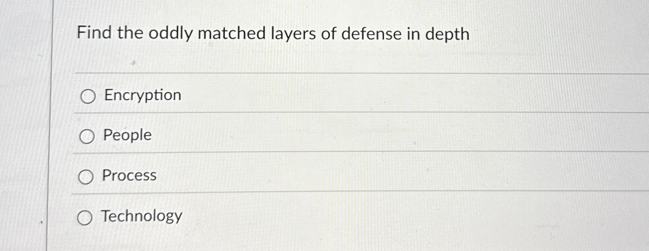 Find the oddly matched layers of defense in depth
