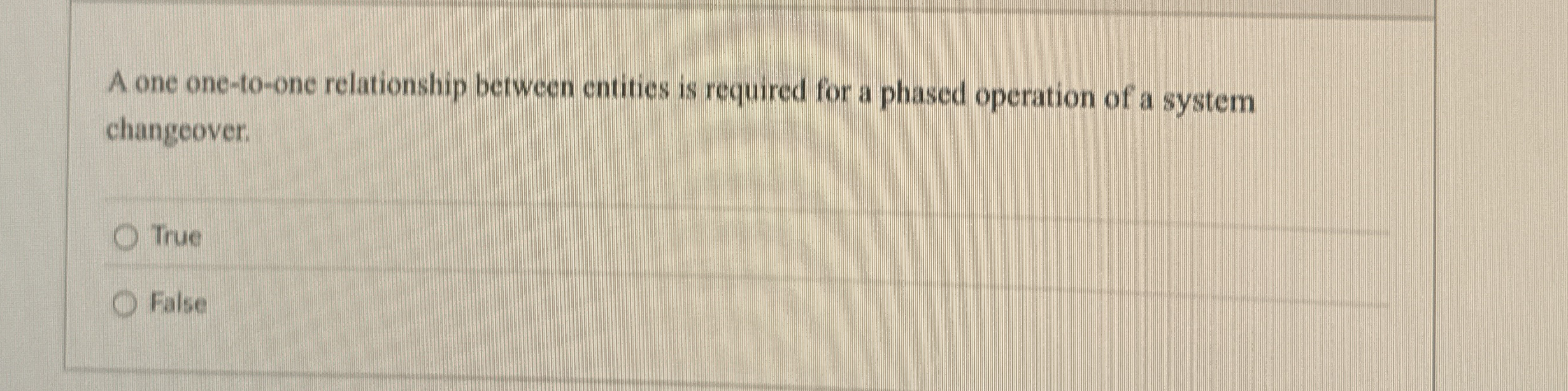 A one one - to - one relationship between