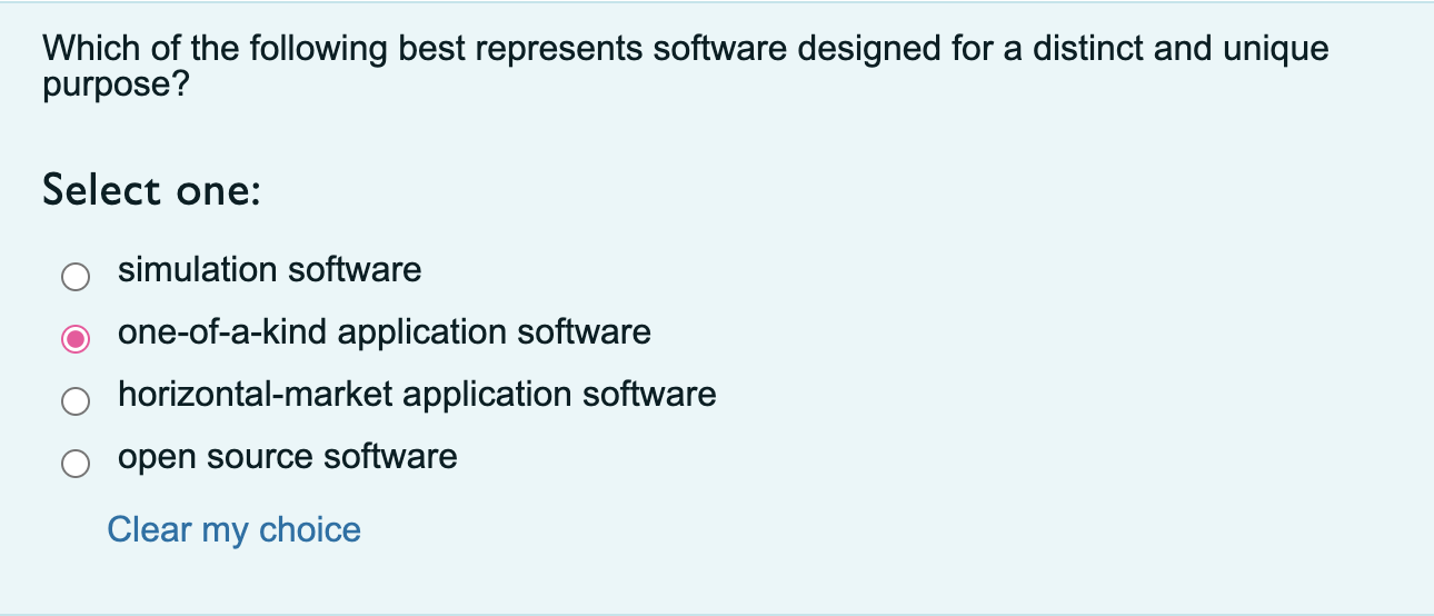 Which of the following best represents software