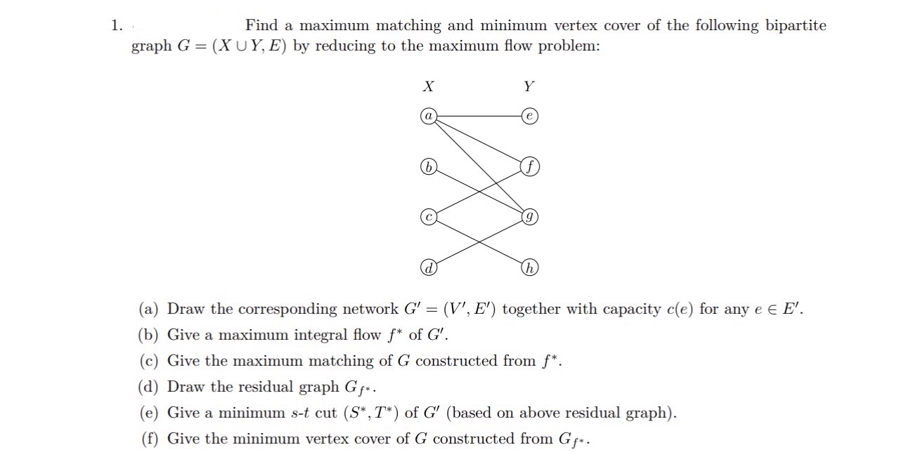 Find a maximum matching and minimum vertex cover