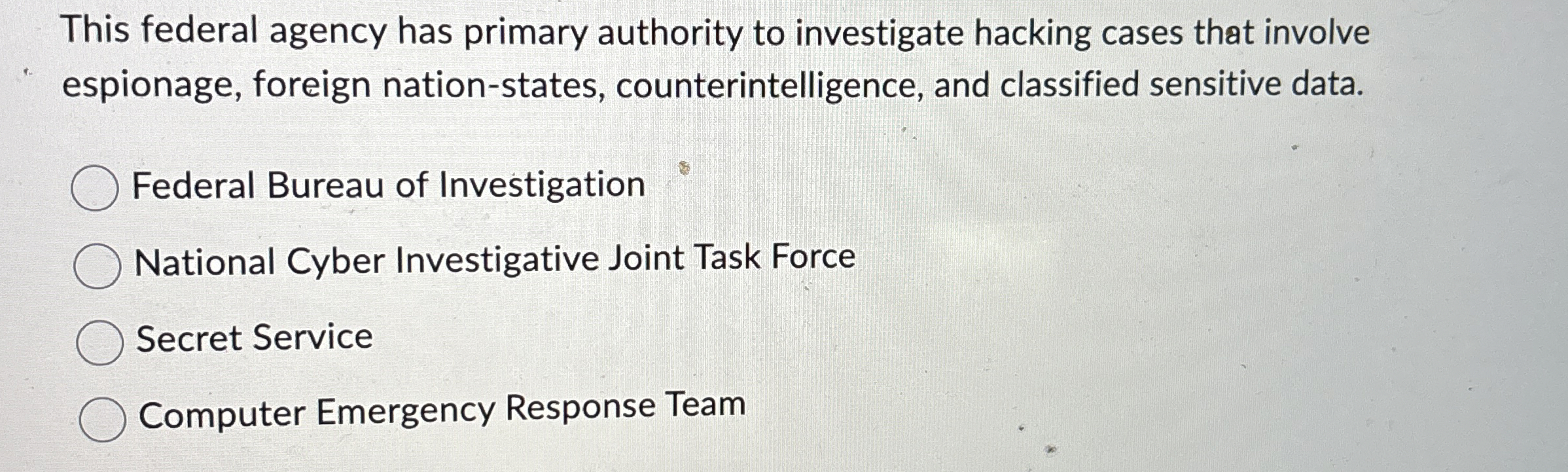 This federal agency has primary authority to