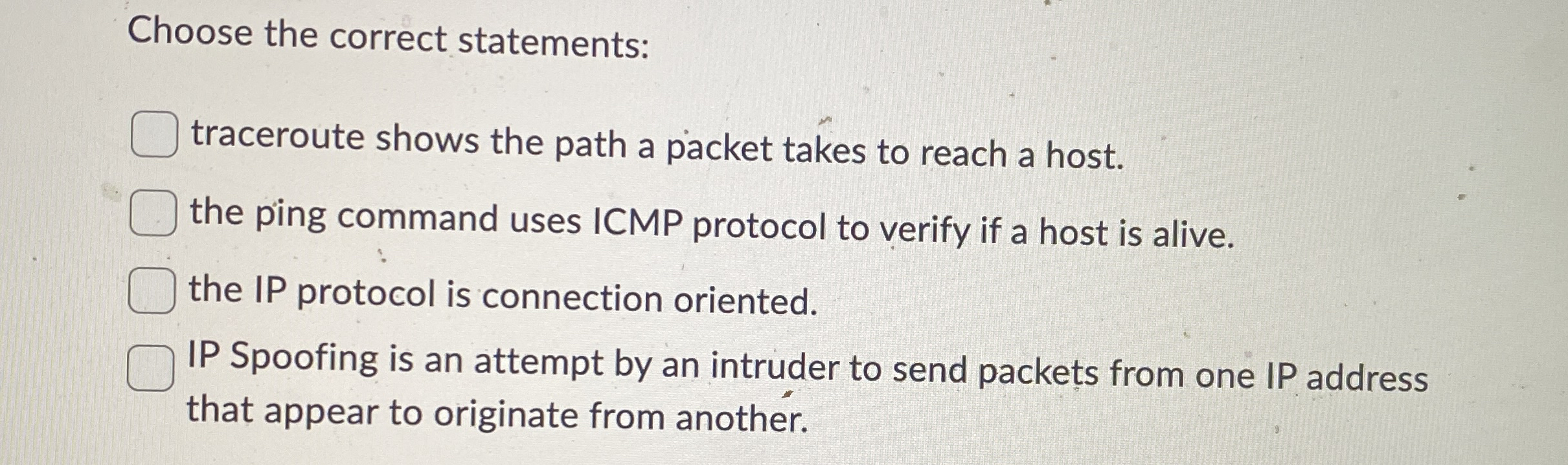 Choose the correct statements: traceroute shows