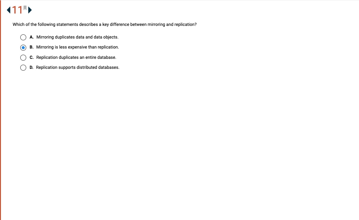 ( 1 1 Which of the following statements describes