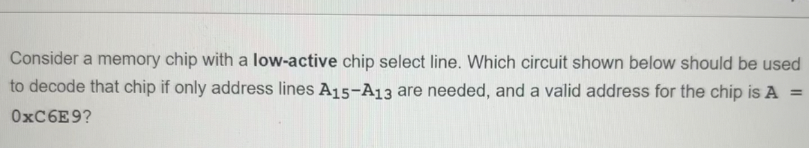 Consider a memory chip with a low - active chip