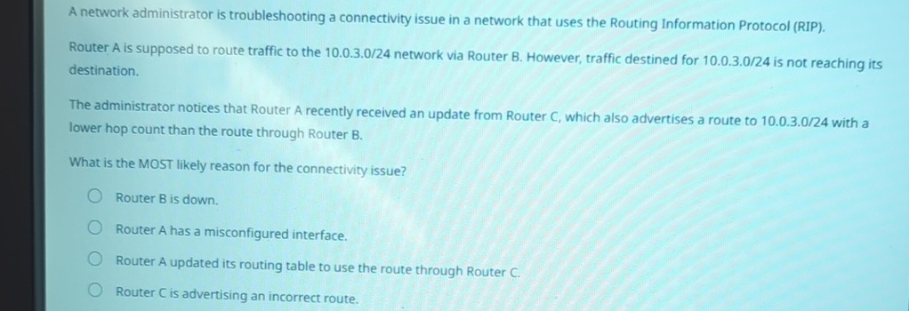 A network administrator is troubleshooting a