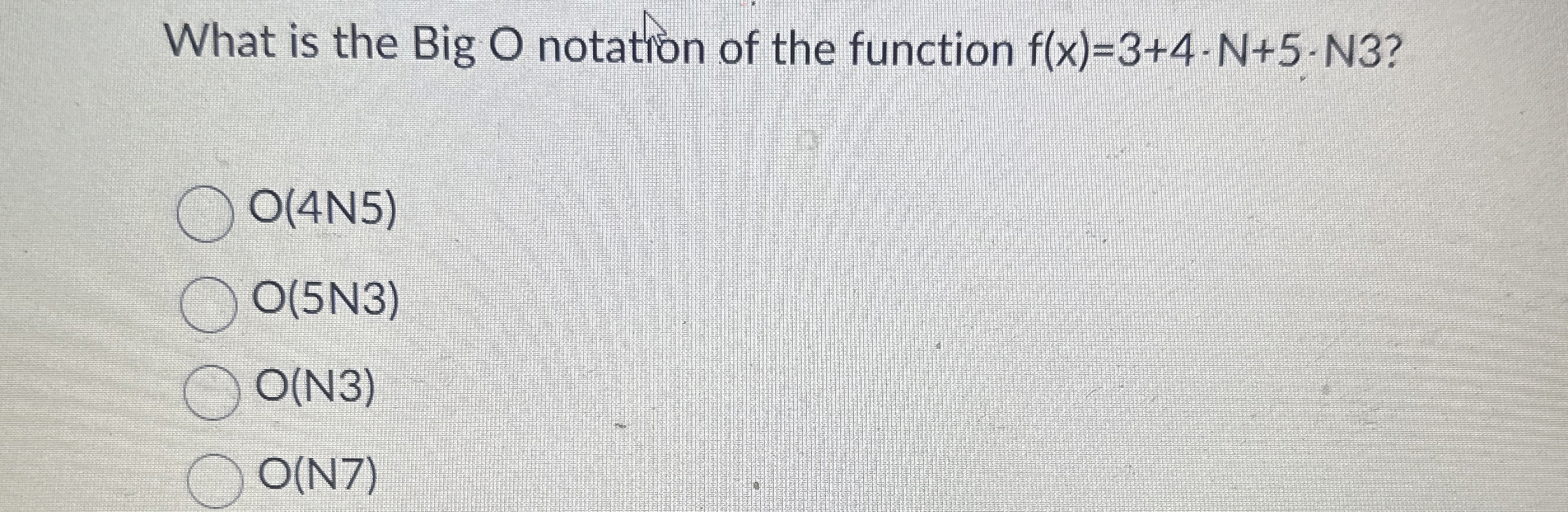 What is the Big O notation of the function f ( x