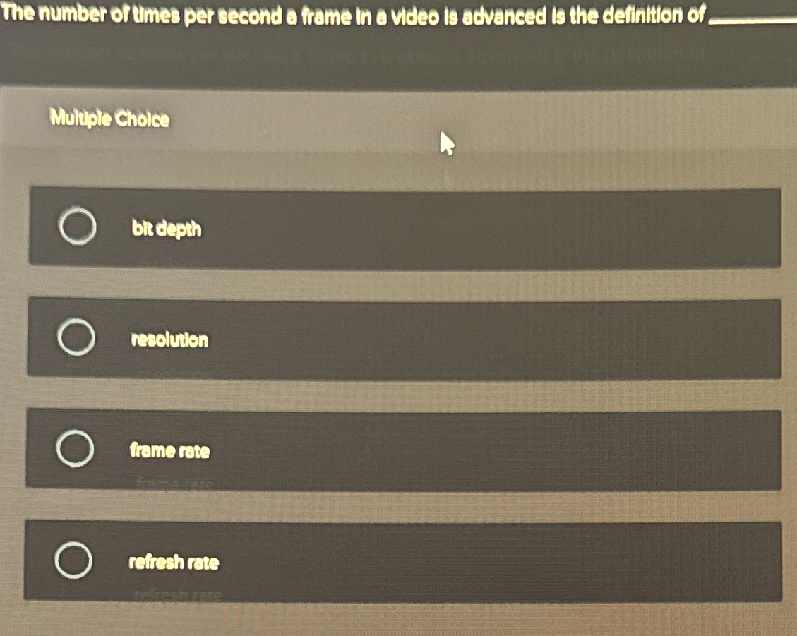 The number of rimes per second a frame in a vdeo