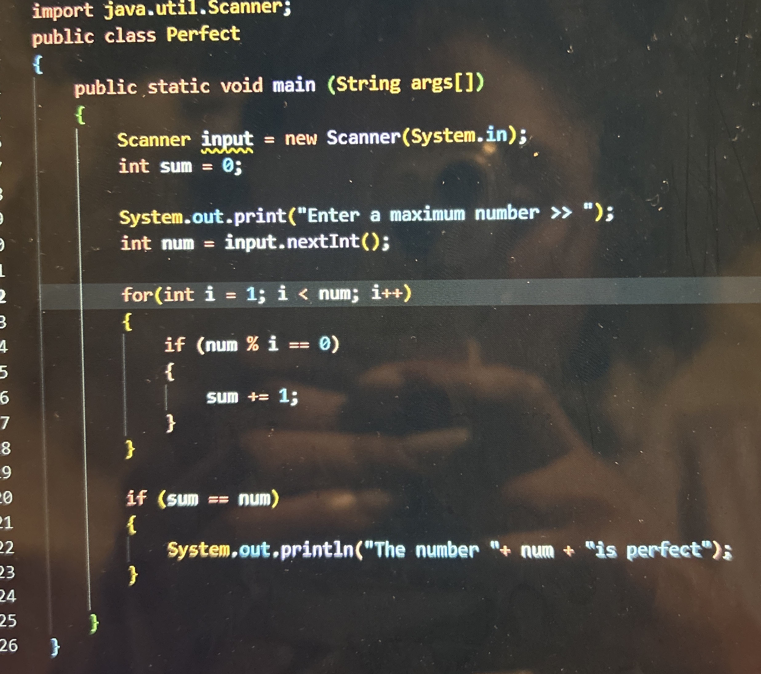 Write an application called Perfect that displays