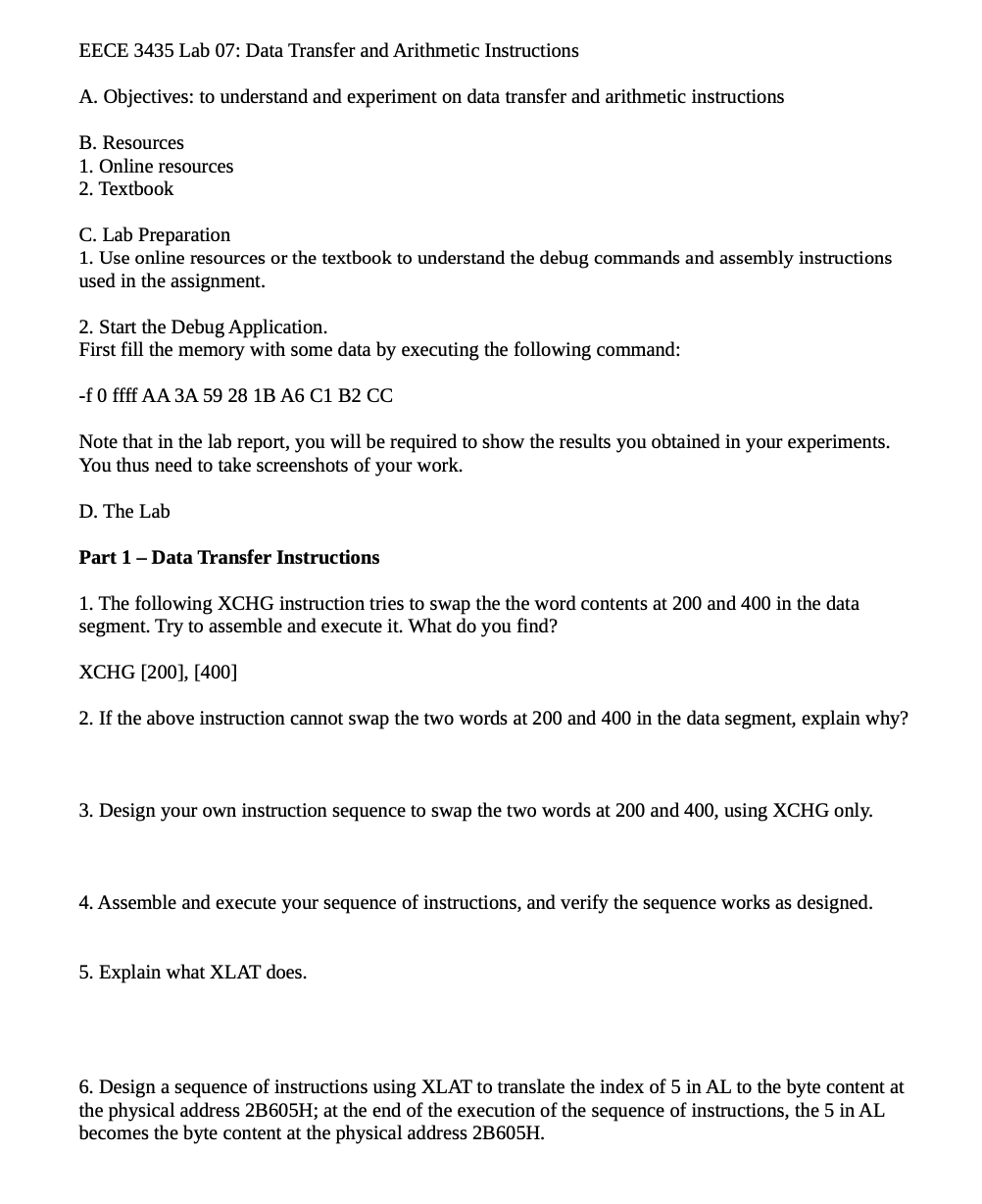 EECE 3 4 3 5 Lab 0 7 : Data Transfer and