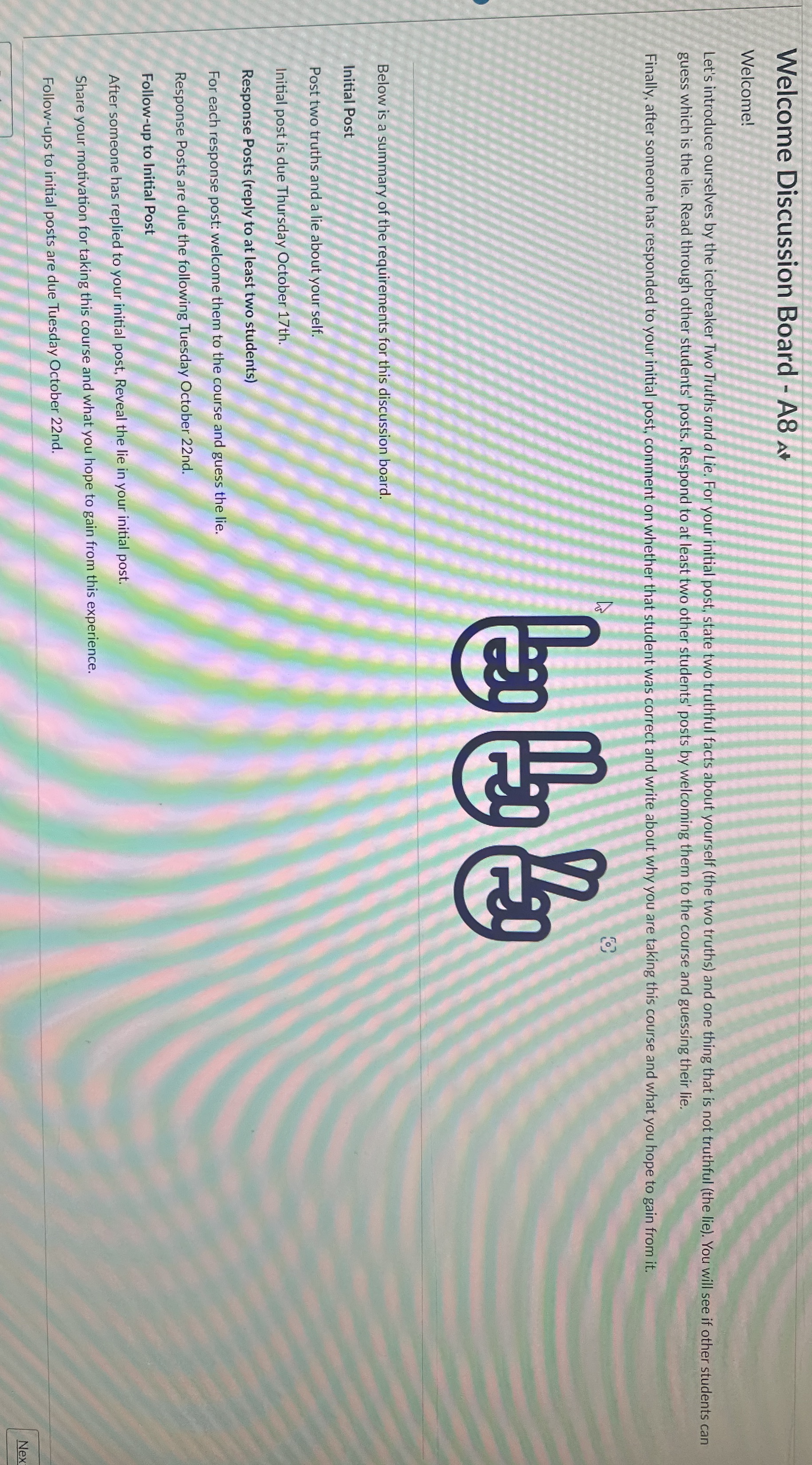 Welcome Discussion Board - A 8 At Welcome! Let's