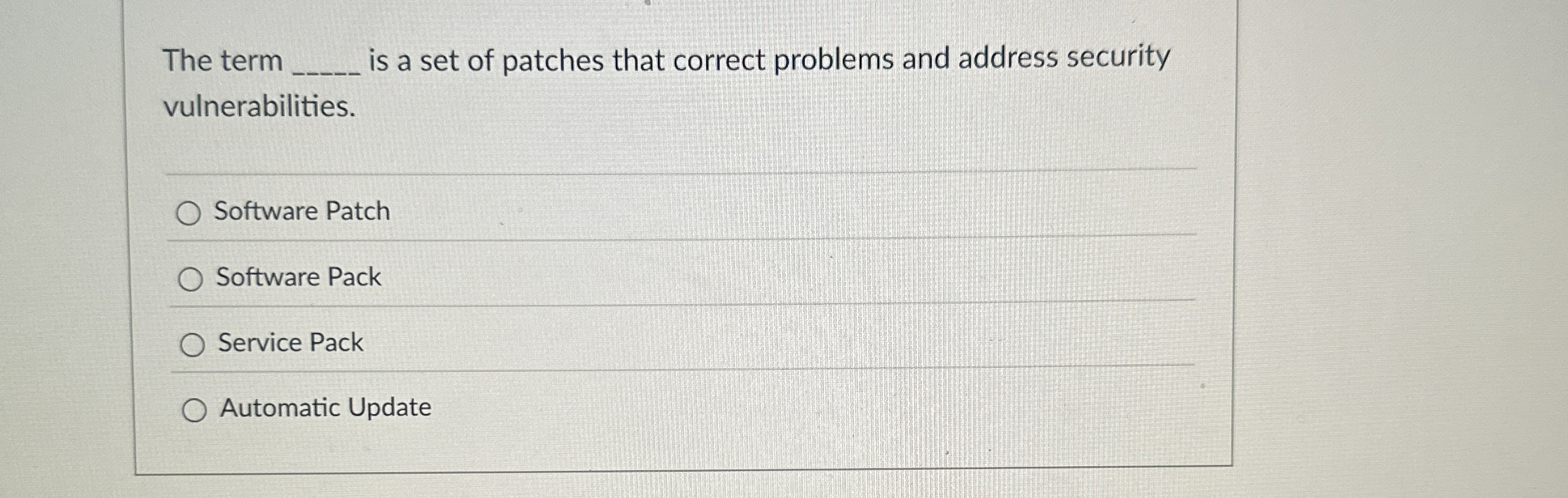 The term is a set of patches that correct