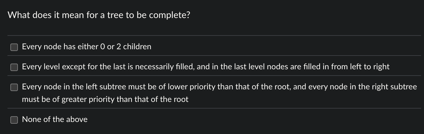 What does it mean for a tree to be complete?