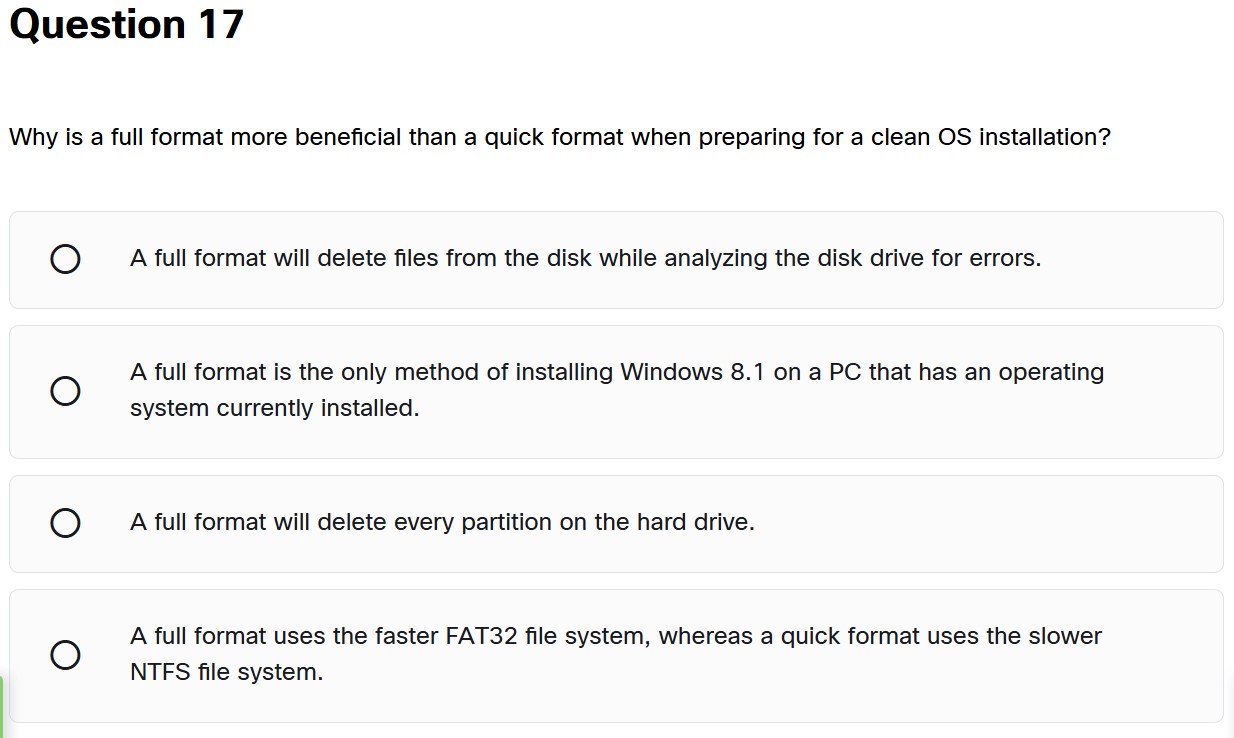 Question 1 7 Why is a full format more beneficial