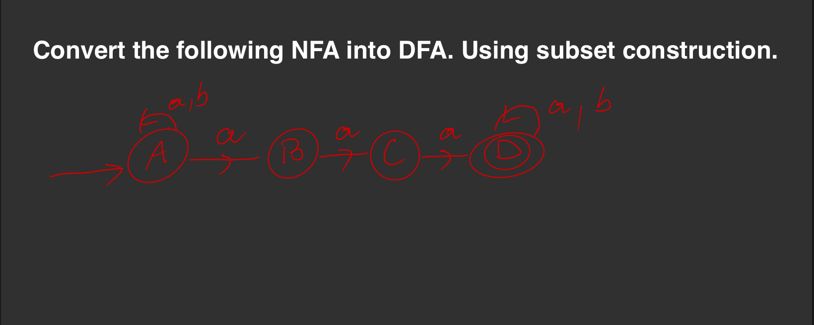Convert the following NFA into DFA. Using subset