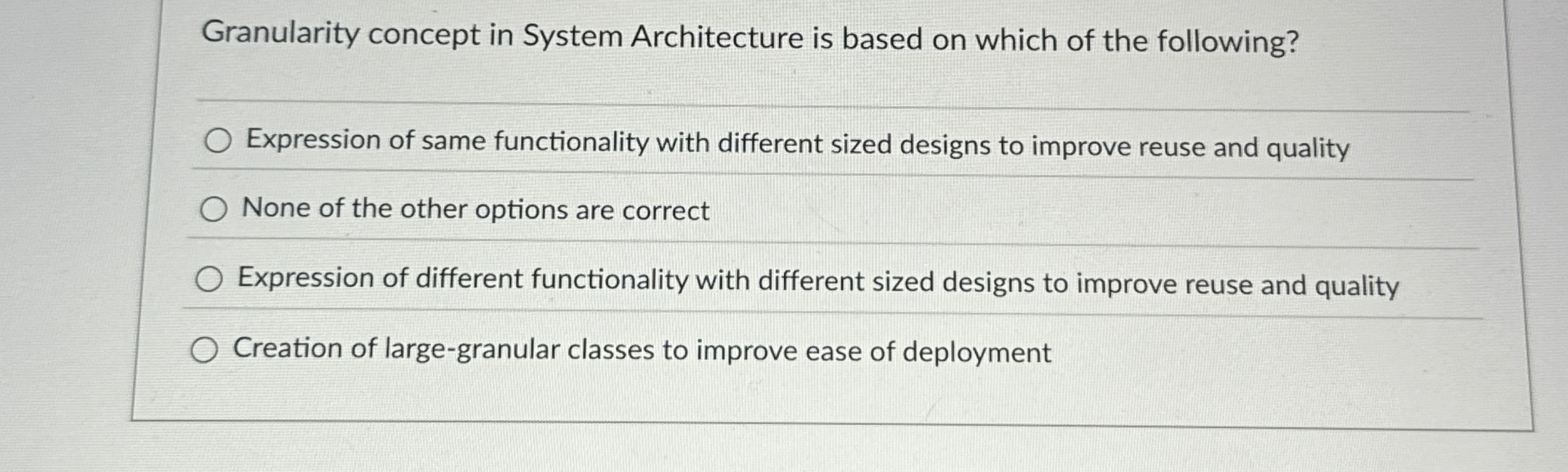 Granularity concept in System Architecture is
