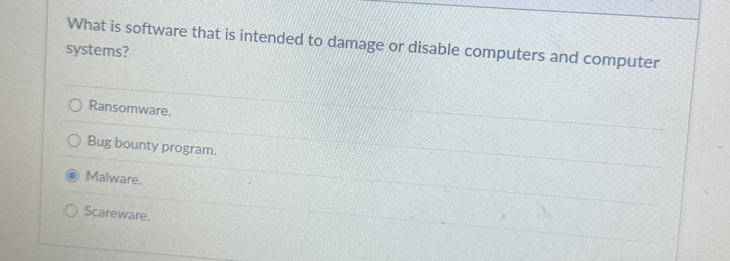 What is software that is intended to damage or