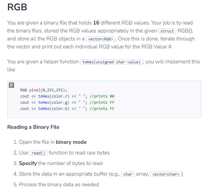 RGB You are given a binary file that holds \ ( \