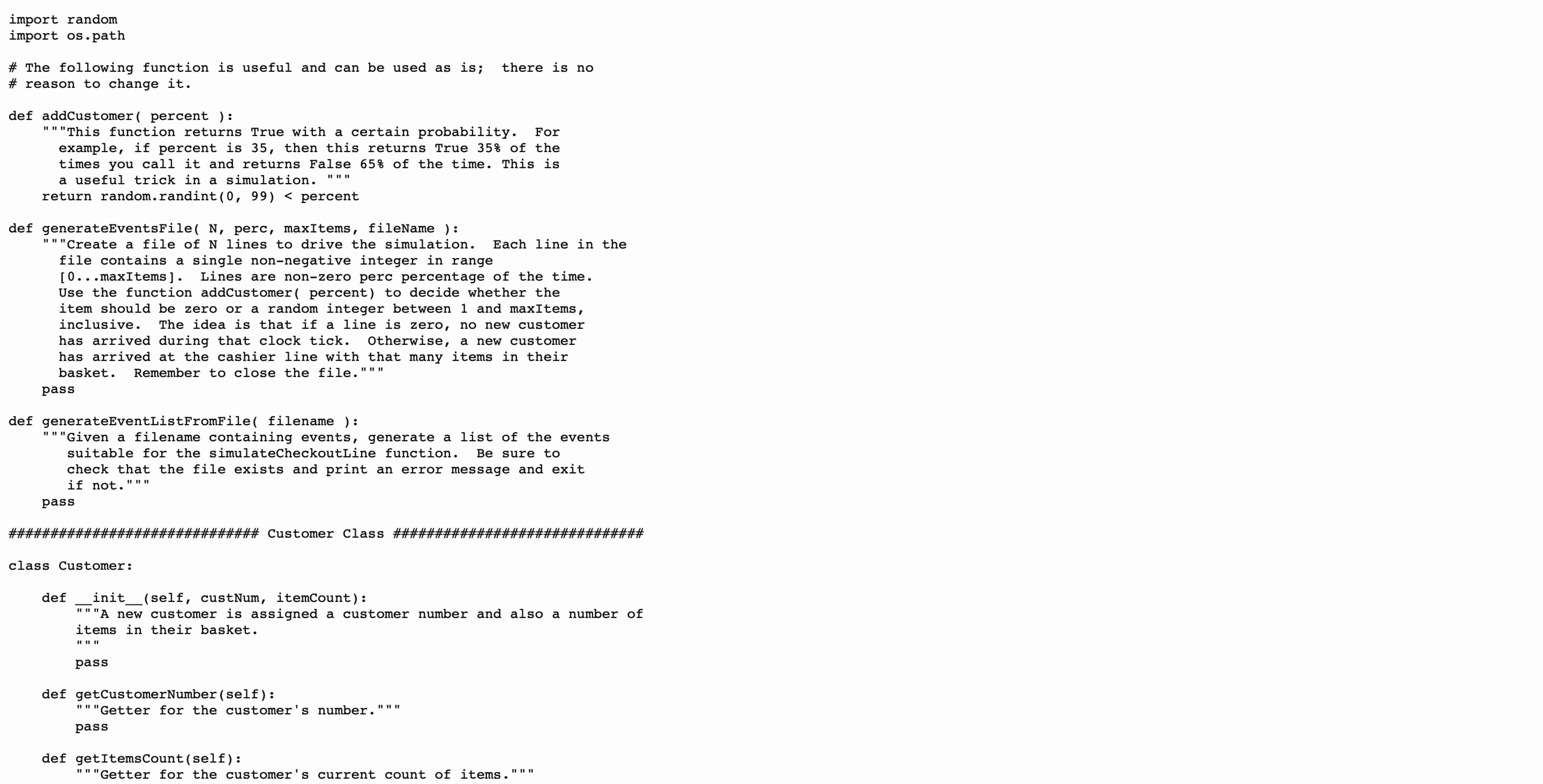 code this project based on the parameters given