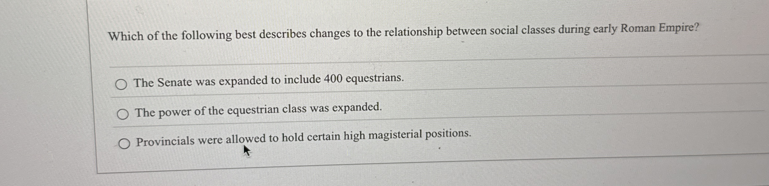 Which of the following best describes changes to