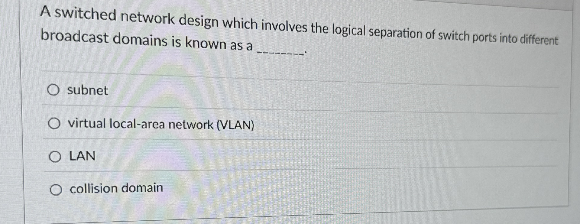 A switched network design which involves the