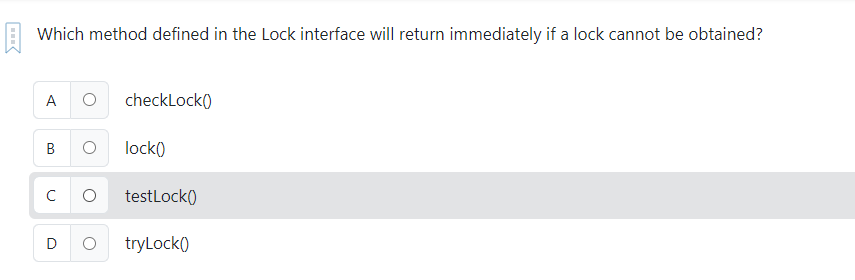 Which method defined in the Lock interface will