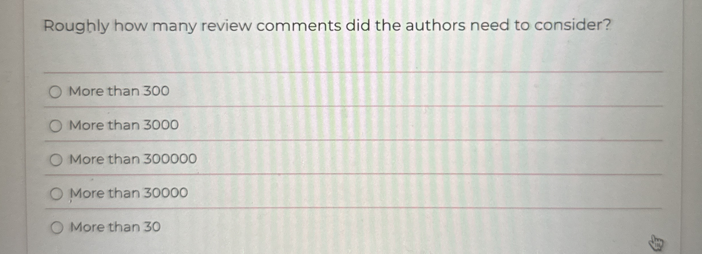 Roughly how many review comments did the authors
