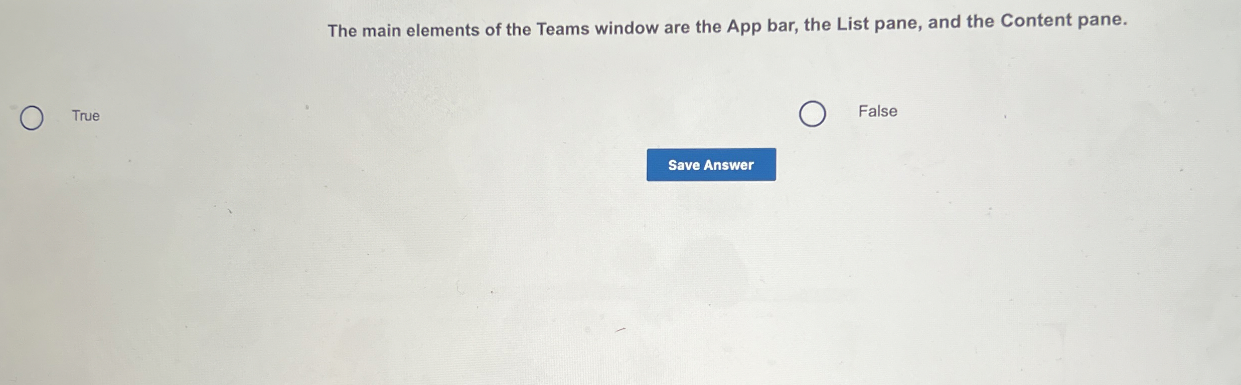 The main elements of the Teams window are the App
