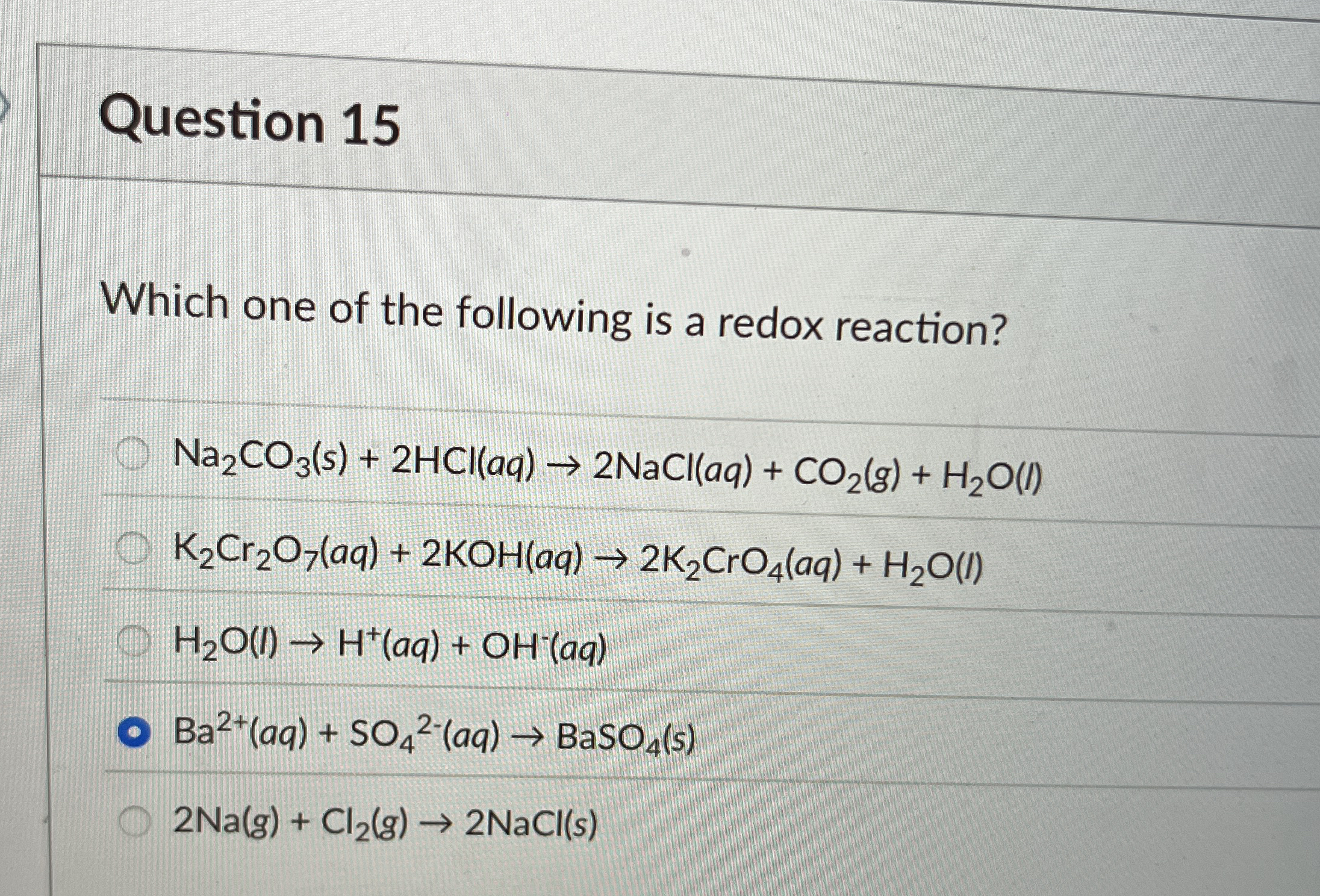 Question 1 5 Which one of the following is a