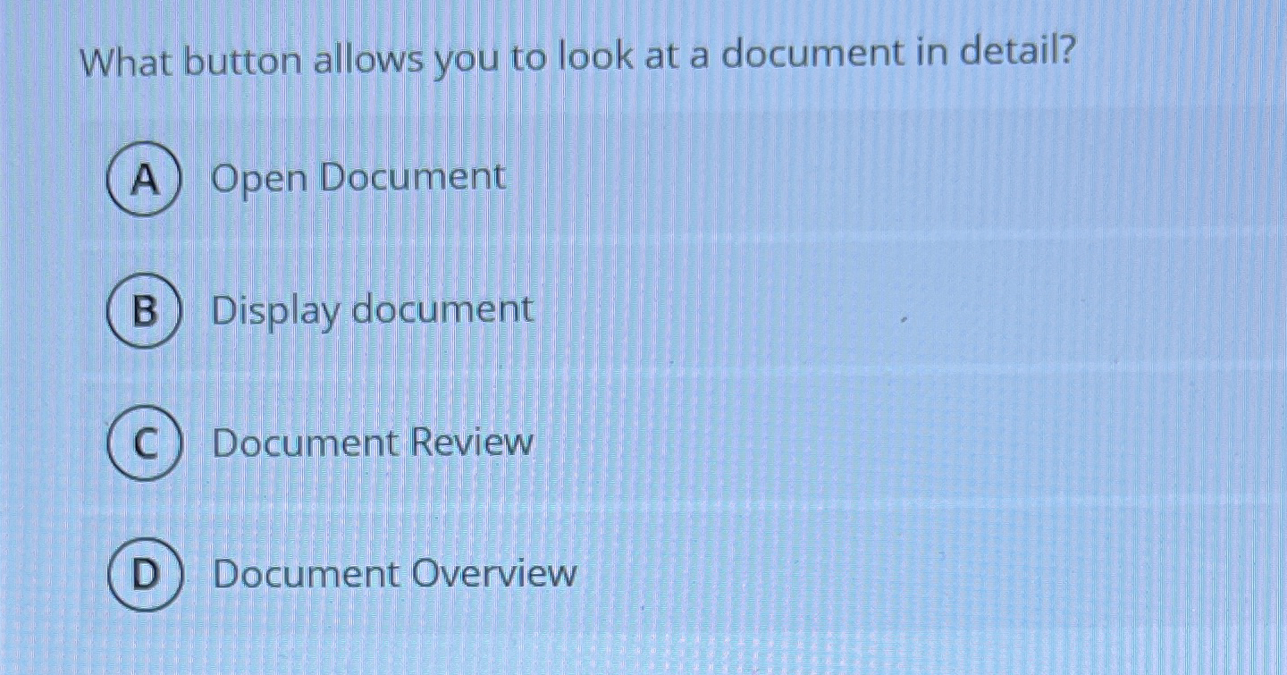 What button allows you to look at a document in