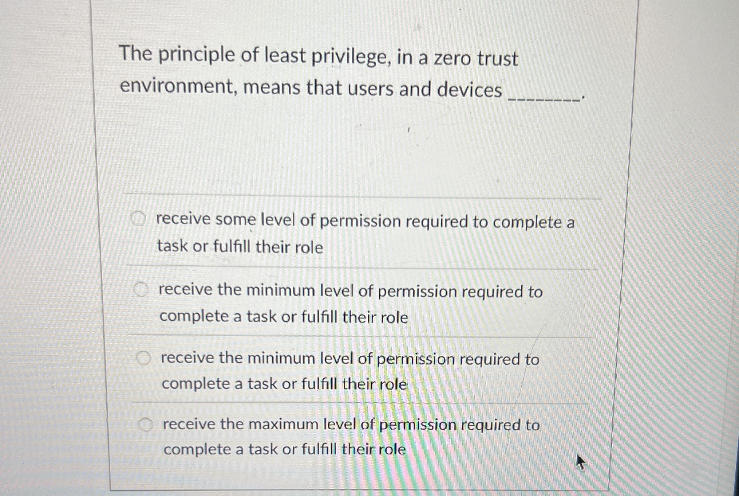 The principle of least privilege, in a zero trust