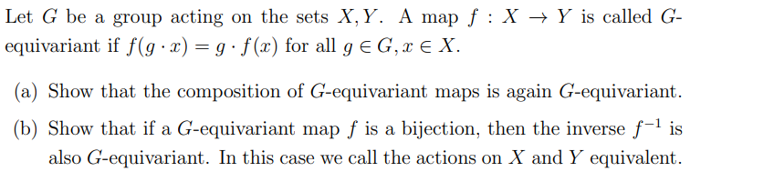 Let G be a group acting on the sets x , Y . A map