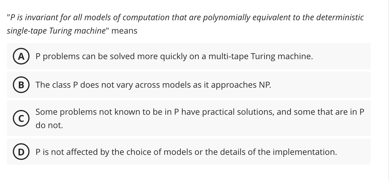 " P is invariant for all models of computation