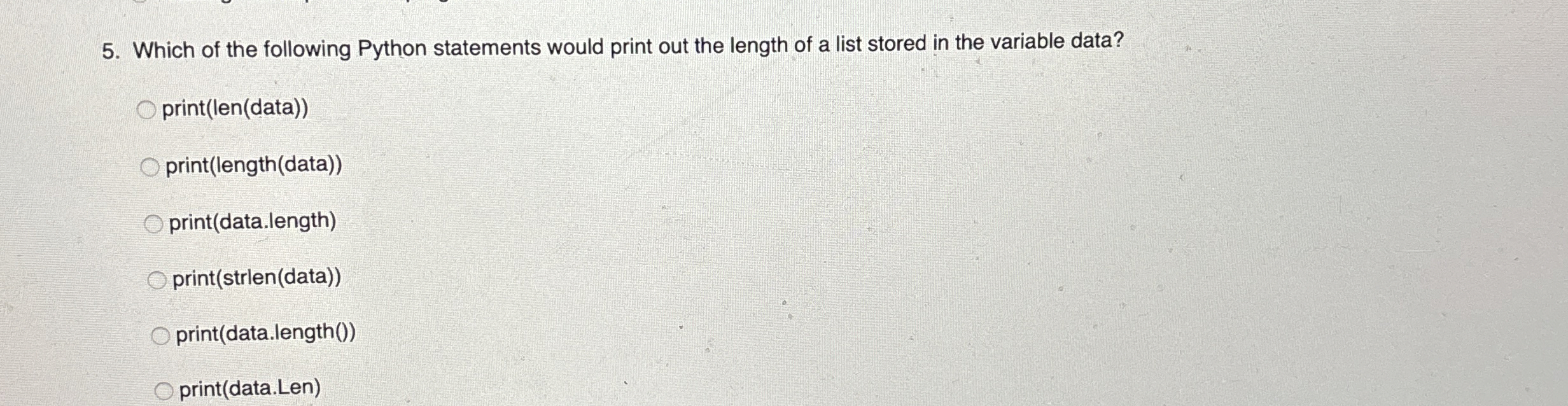 Which of the following Python statements would