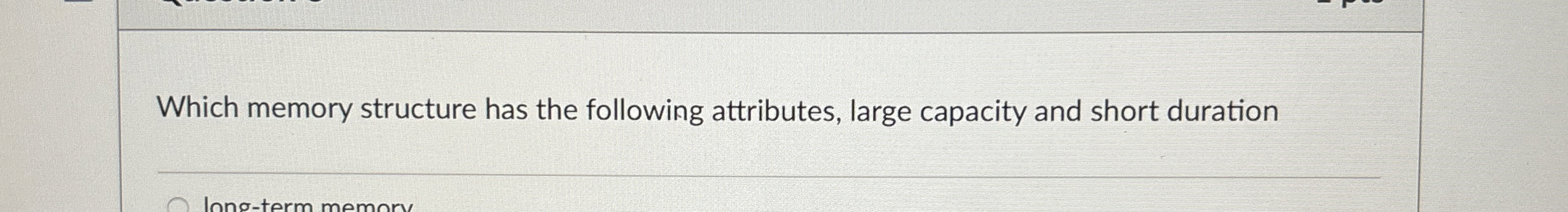 Which memory structure has the following