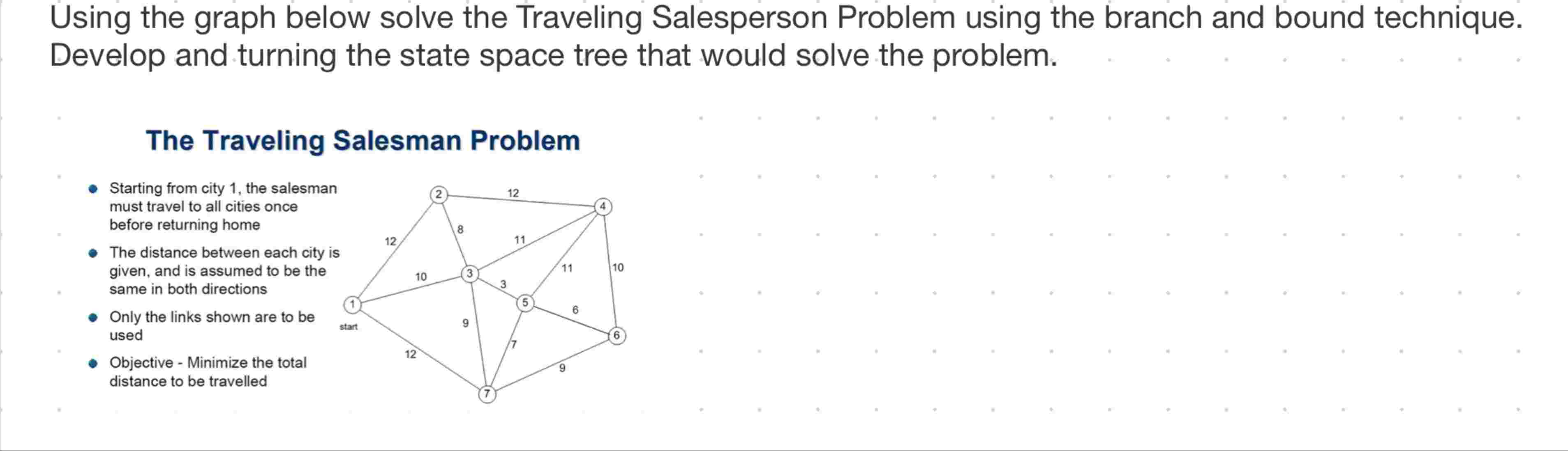 Using the graph below solve the Traveling